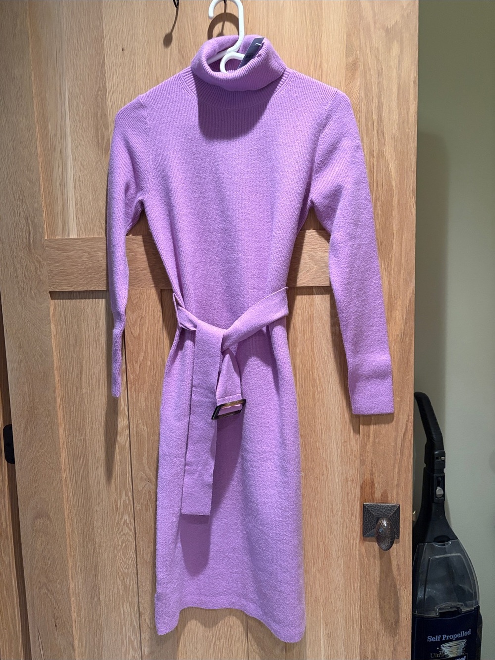 Ann Taylor Turtleneck Belted Midi Dress in Lavender